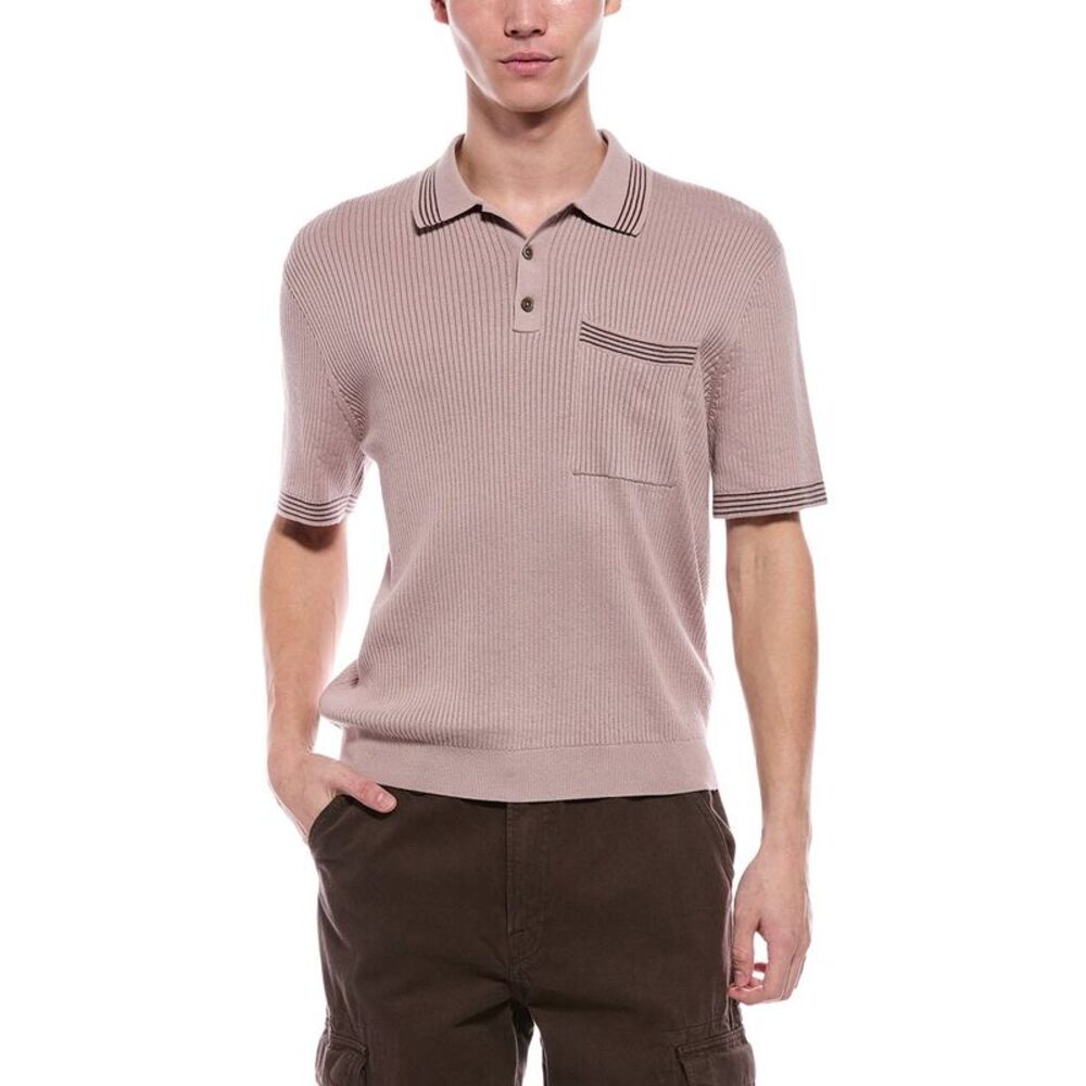 Madewell Mens  Tipped Polo Sweater, Gray